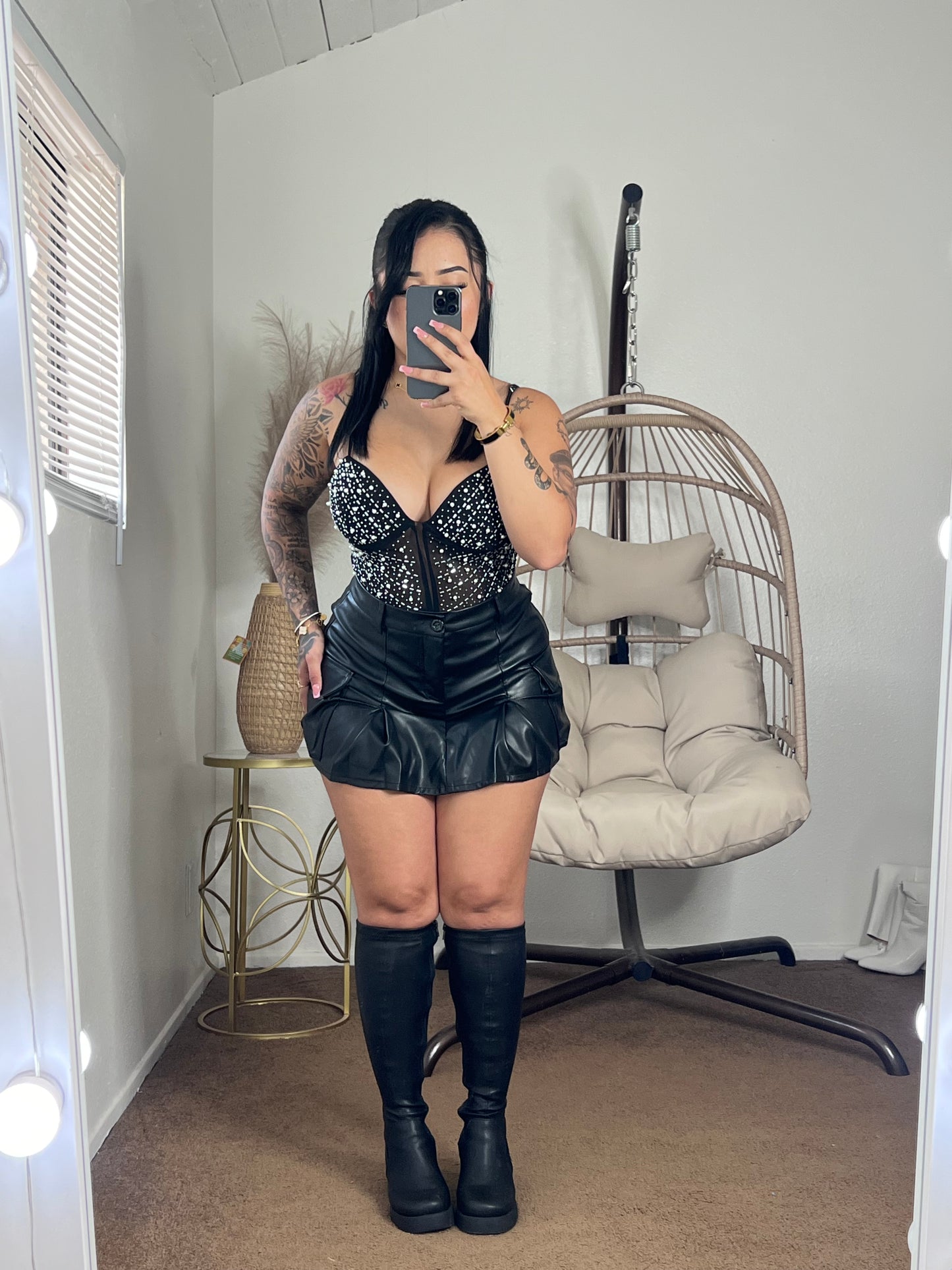 Hazel Cargo Leather Skort