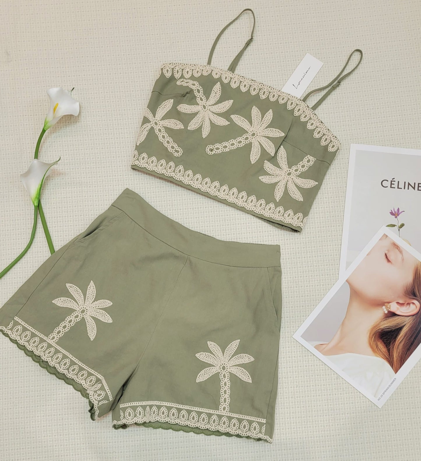 Vacation Embroidered Summer Set Stretchy