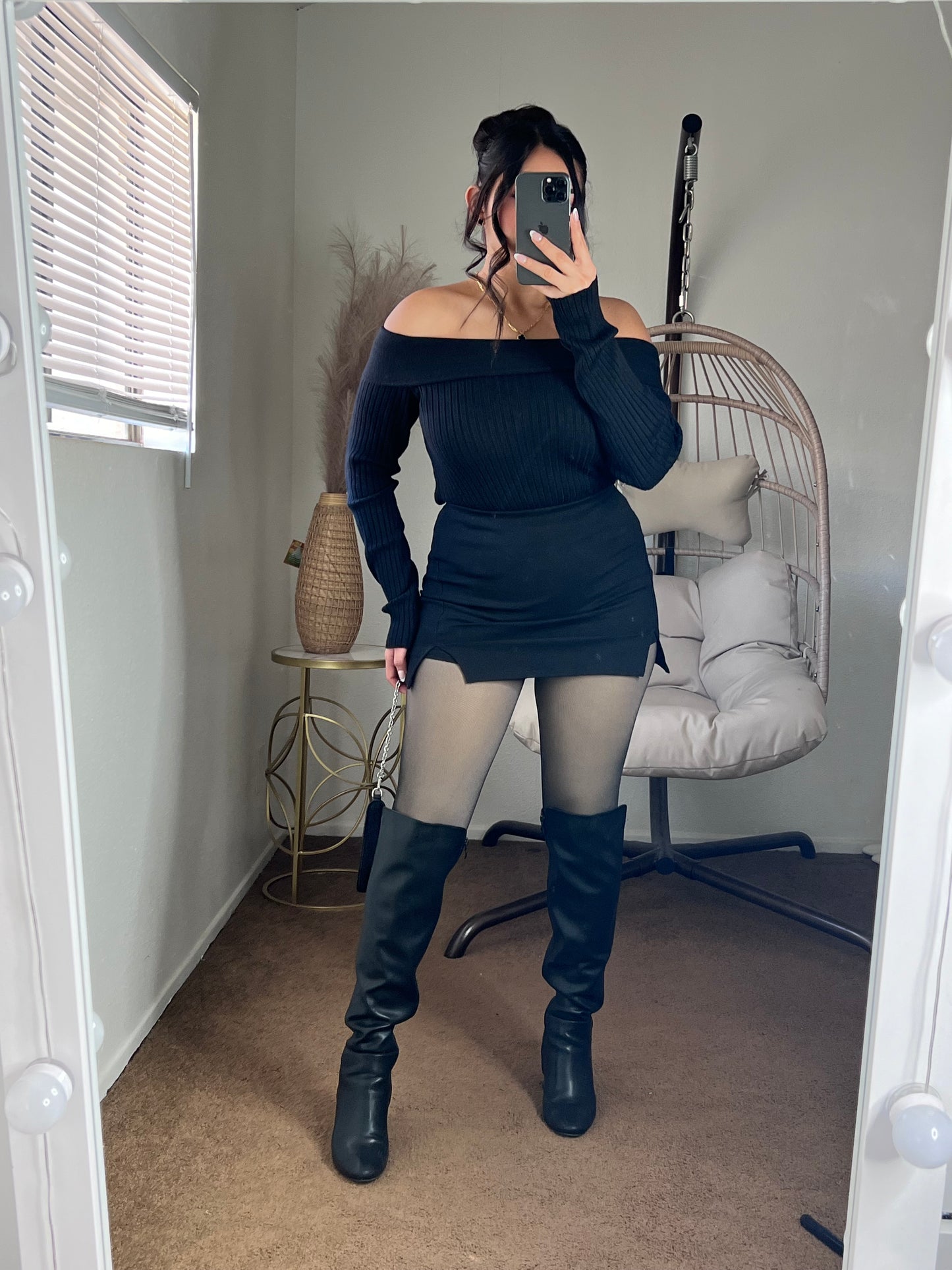Basic Elastic Skort - Black
