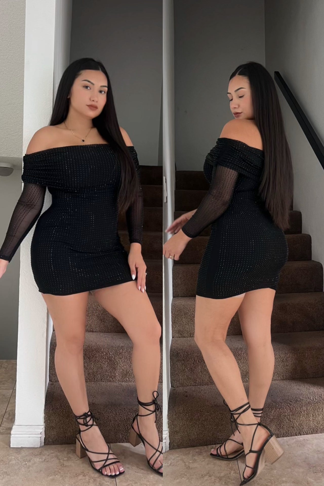 Pretty Rhinestone Midi Dress