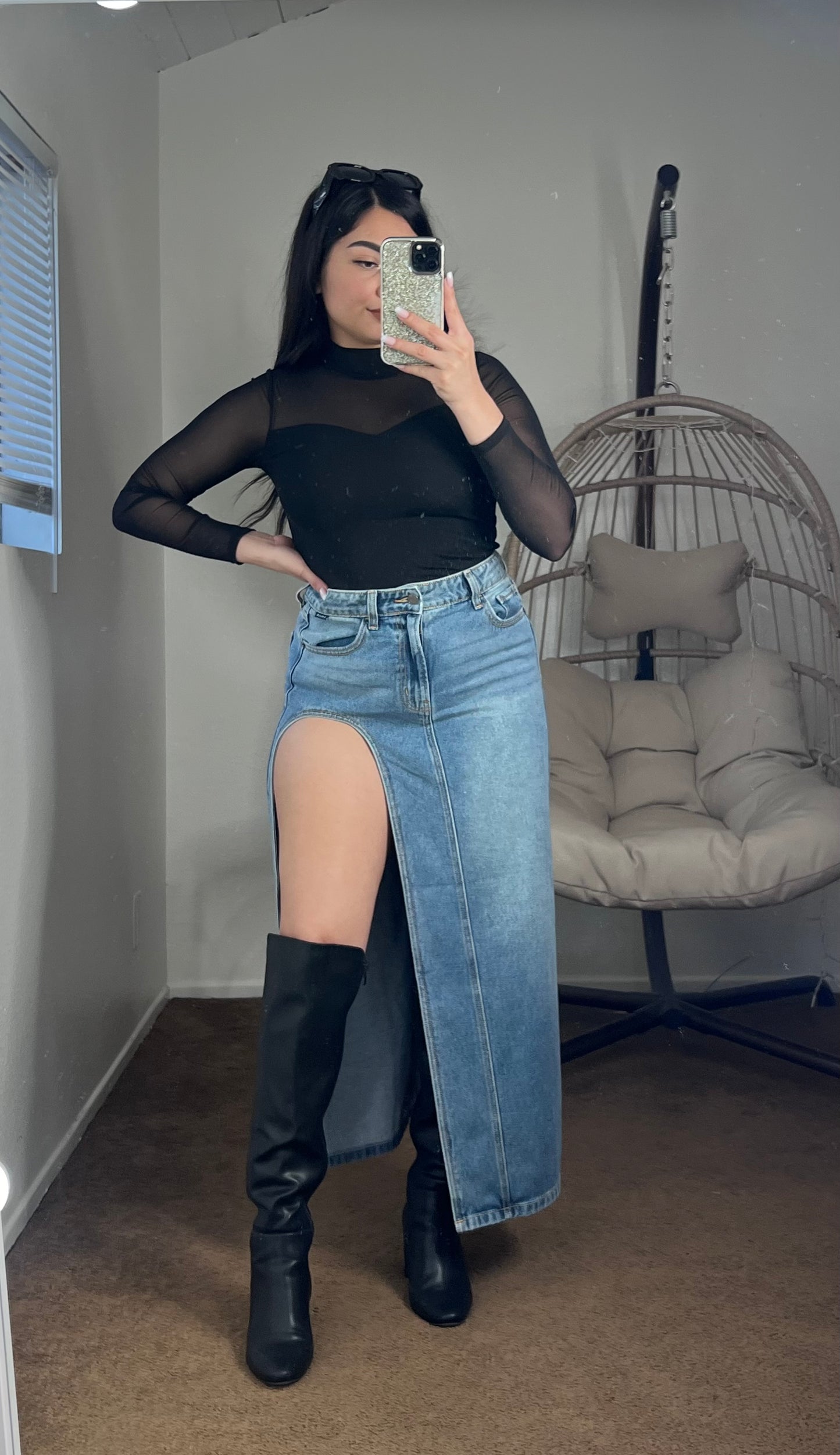 Lia Long Denim Skirt