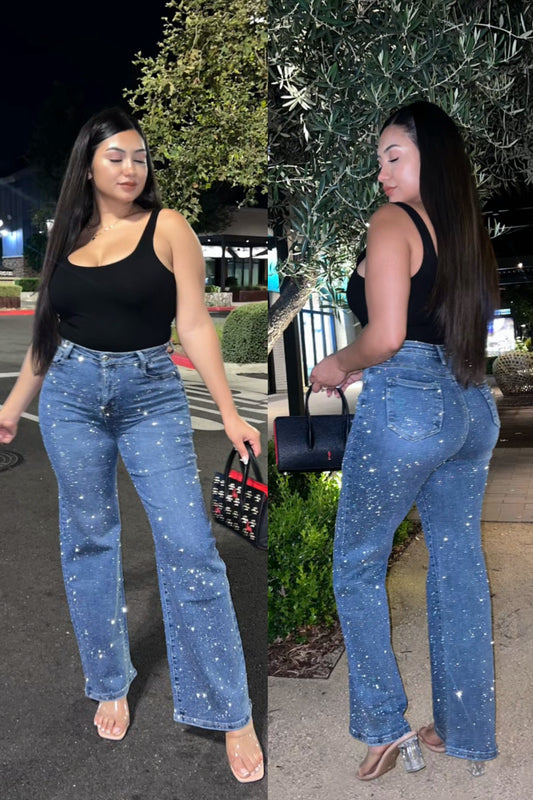 Aria Rhinestone Wideleg Jeans