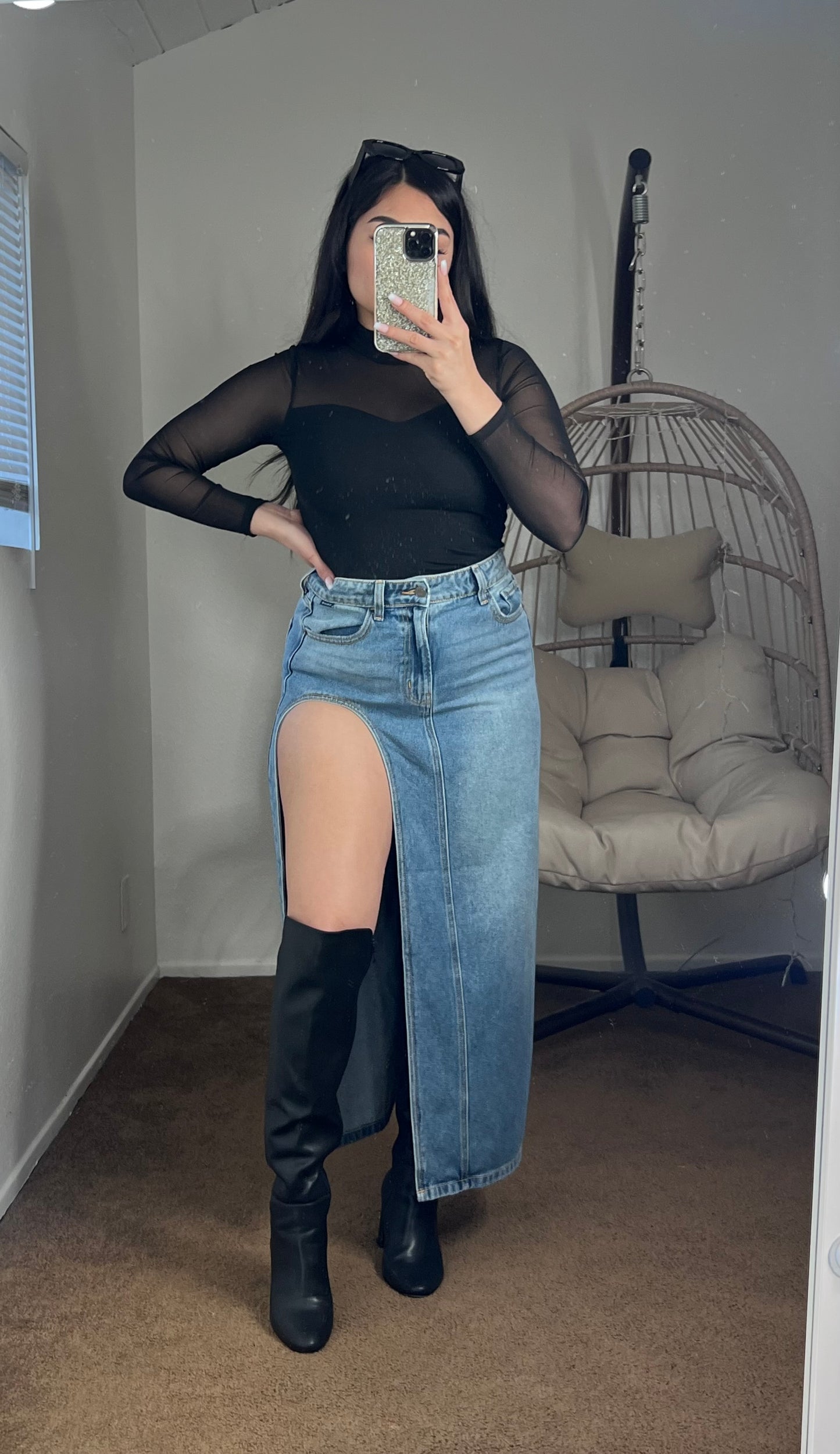 Lia Long Denim Skirt