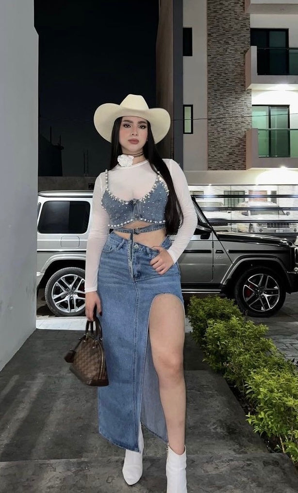 Lia Long Denim Skirt