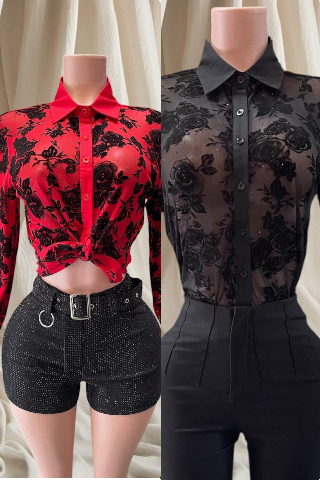 Rose Shiny Long Sleeve Top