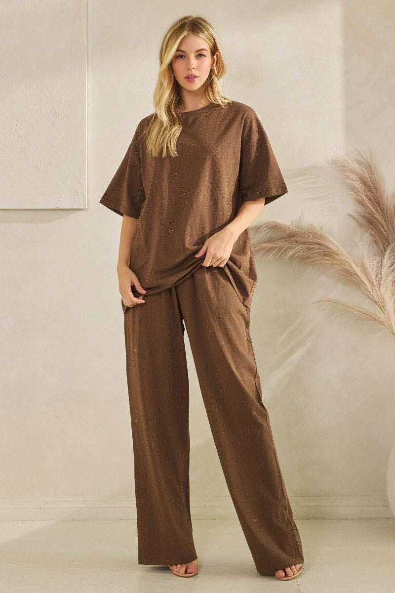 Cara Full Rhinestone Oversize Set ( Pants & Shirt )