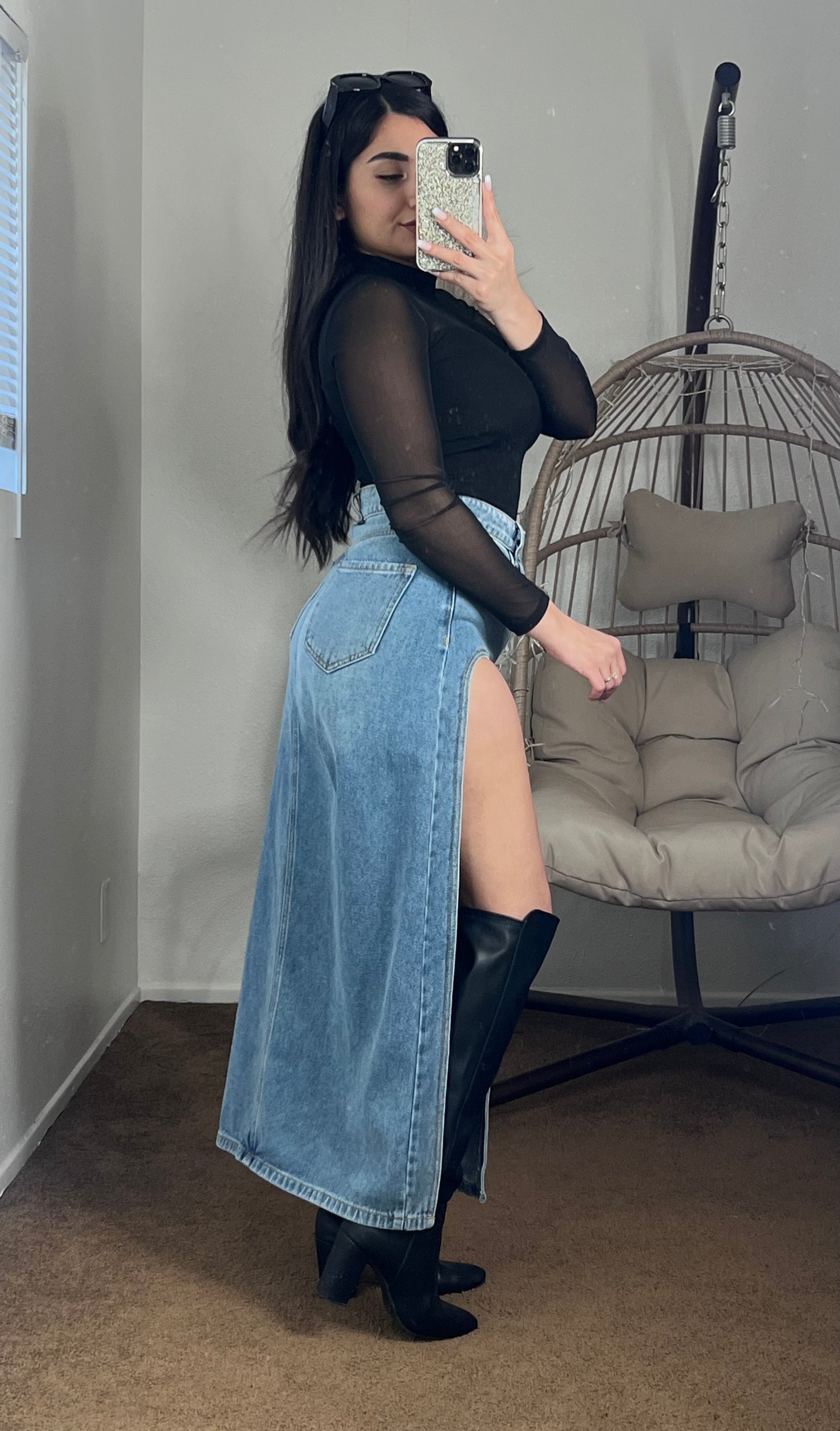 Lia Long Denim Skirt