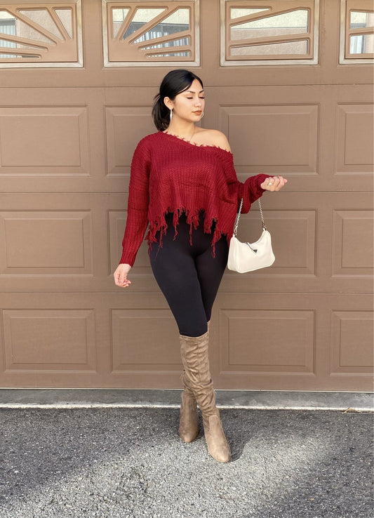 Sharon Sweater Top - Burgundy