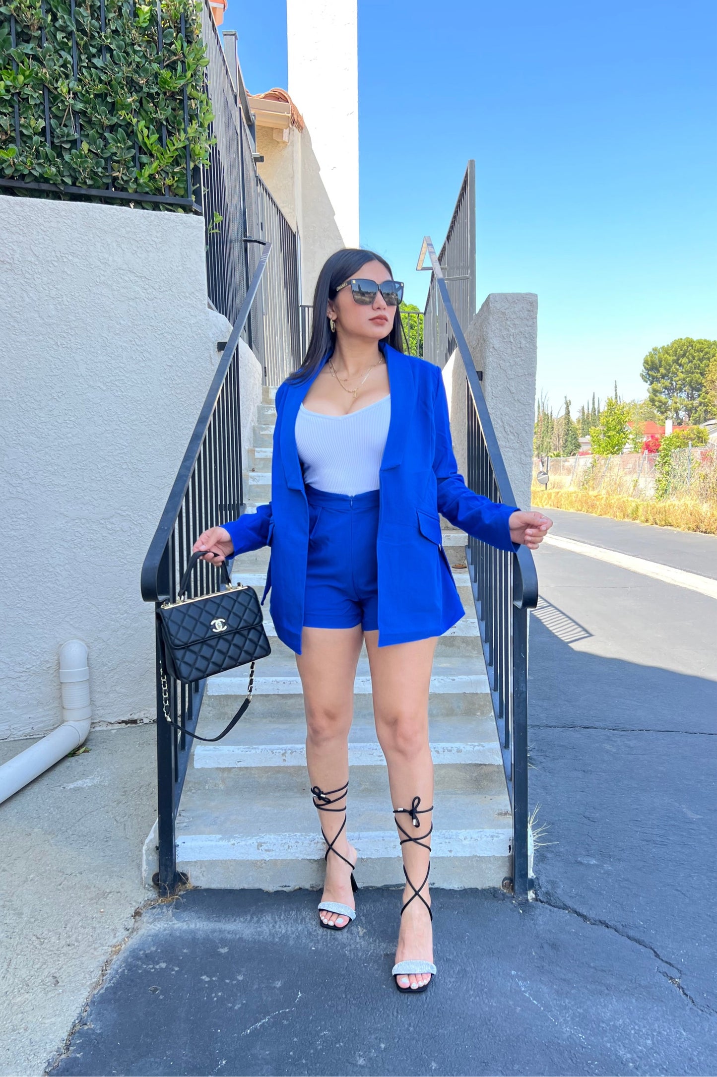 Luxury Blazer Short Set - Royal Blue