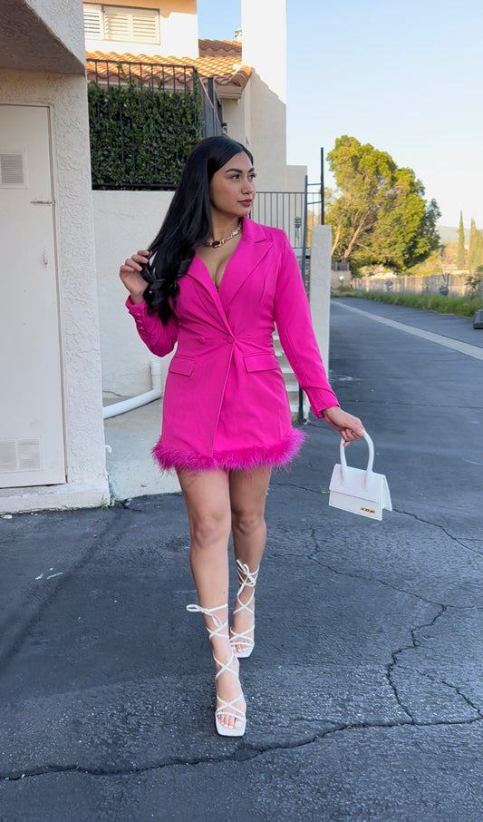 Something Special Blazer Dress - Hot Pink
