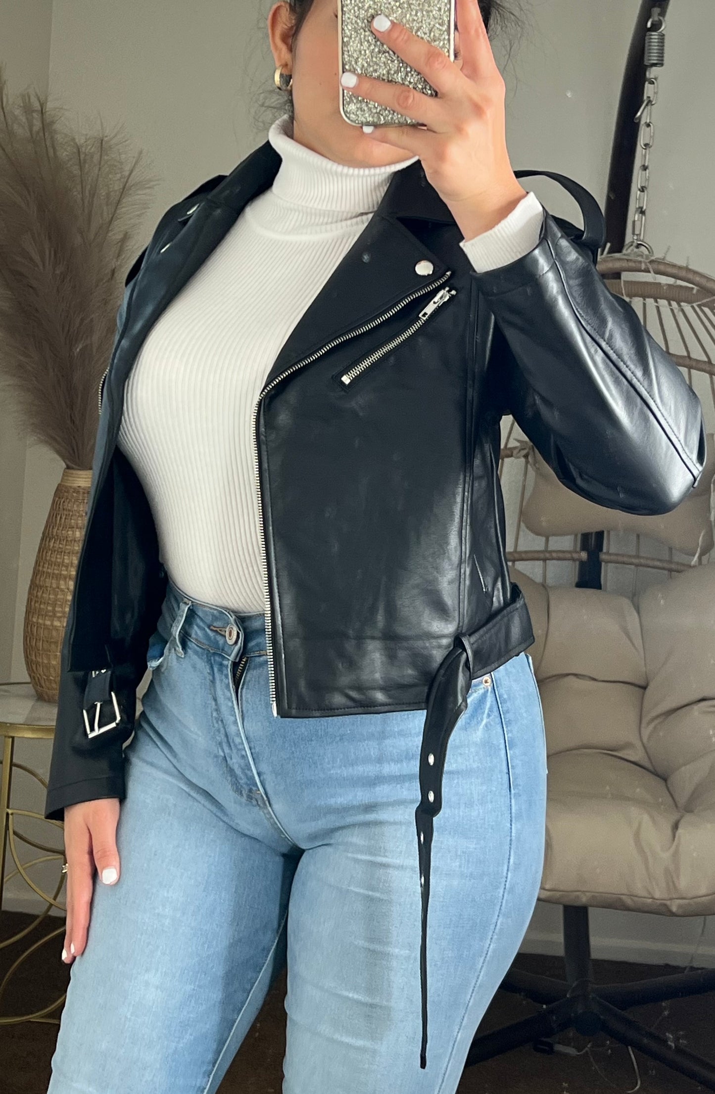 Caroline Leather Jacket - Black – Karlas Boutike1