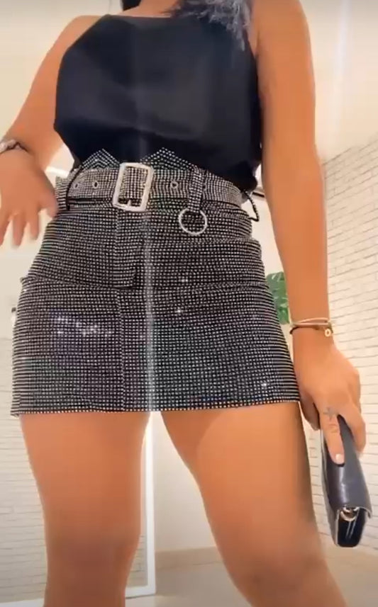 Rhinestone Skirt - Silver