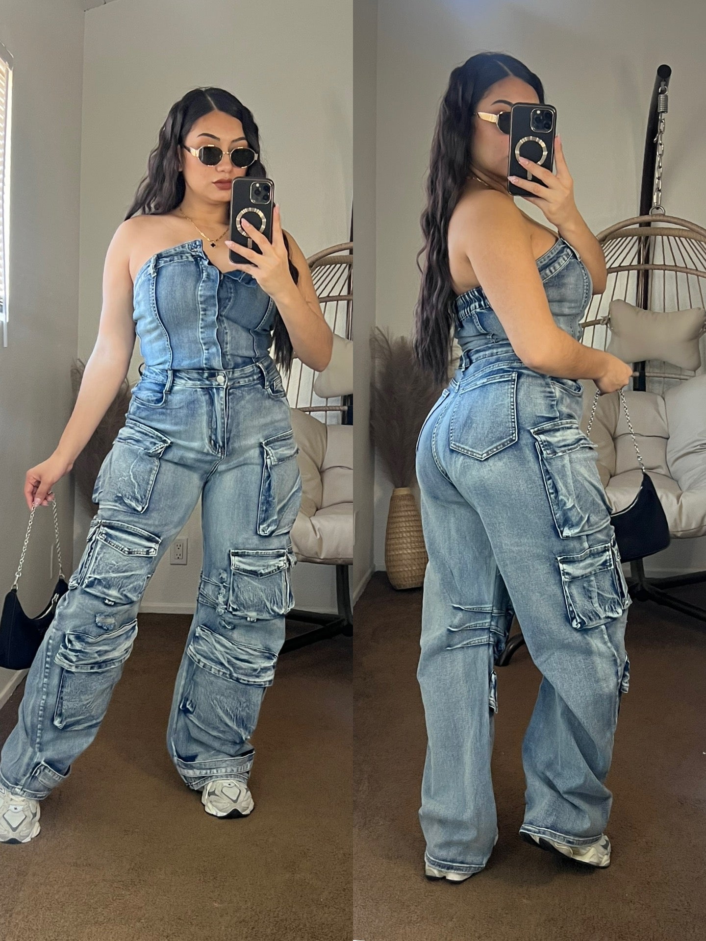 Megan Cargo Denim Jumpsuit