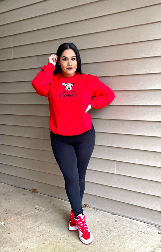 Christmas Crewneck Sweater - Red ( Embroidery / Bordados )