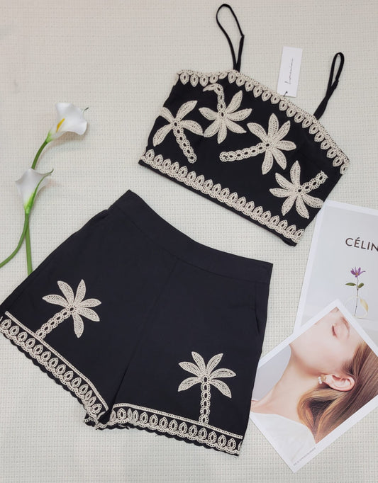 Vacation Embroidered Summer Set Stretchy