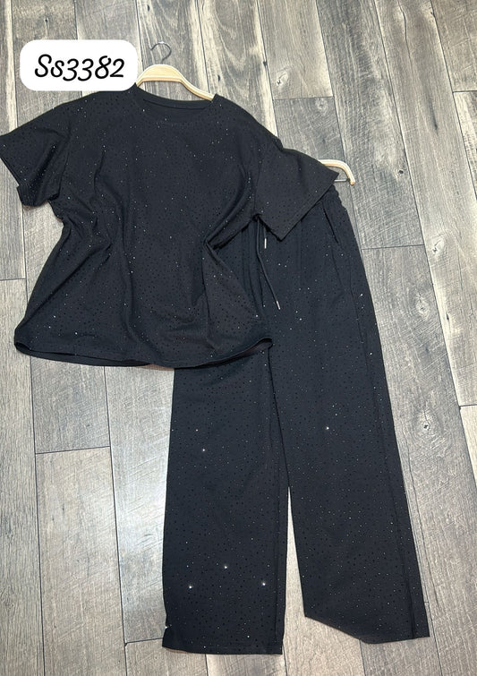 Cara Full Rhinestone Set ( Pants & Shirt )