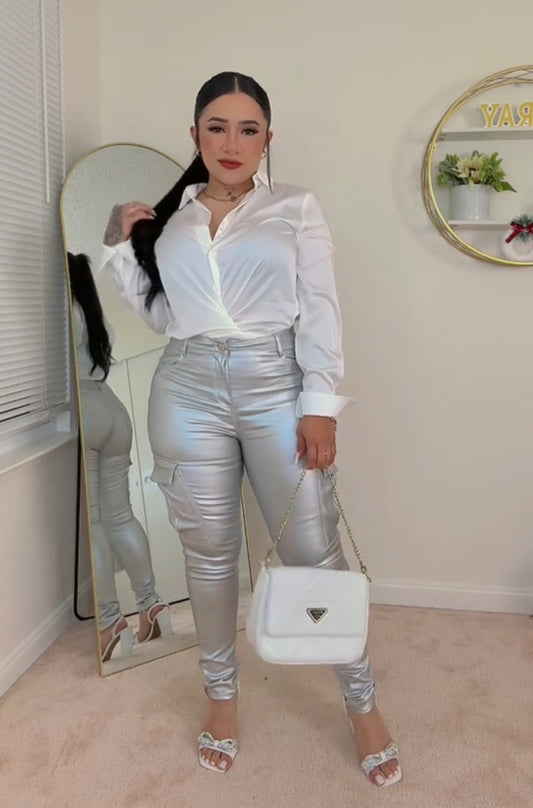 Silver Leather Pants