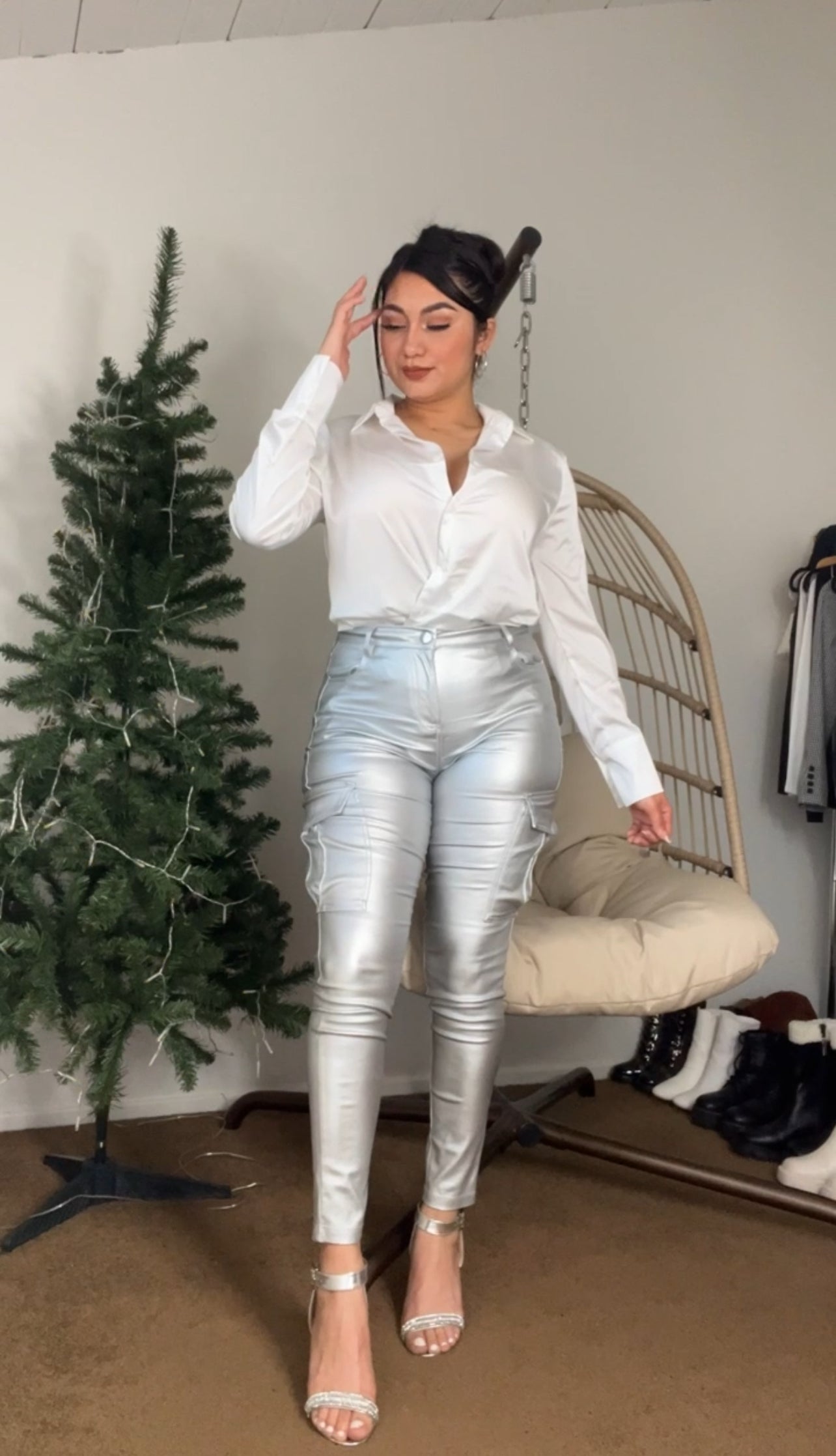 Silver Leather Pants