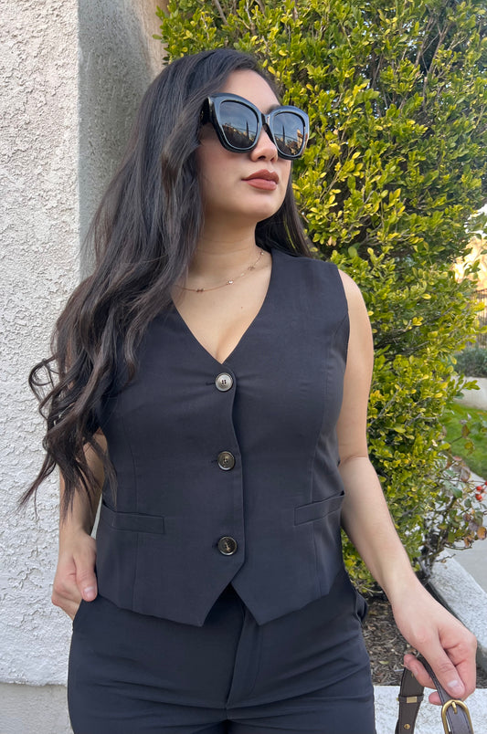 Sofia Top Vest - Black