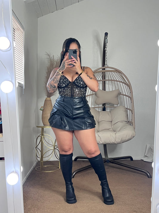 Hazel Cargo Leather Skort