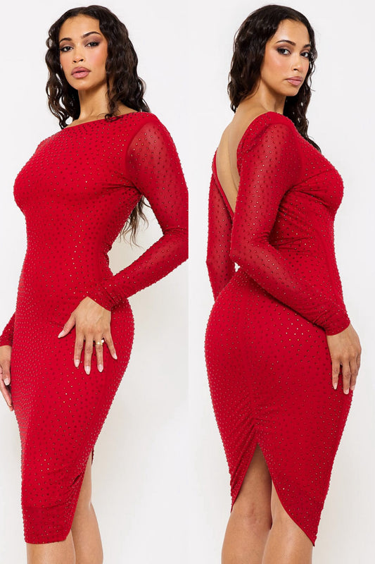 Melisa Rhinestone Midi Dress