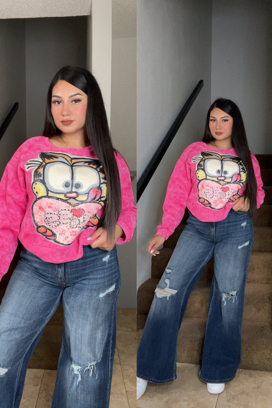 Cute Pink Cat Sweater