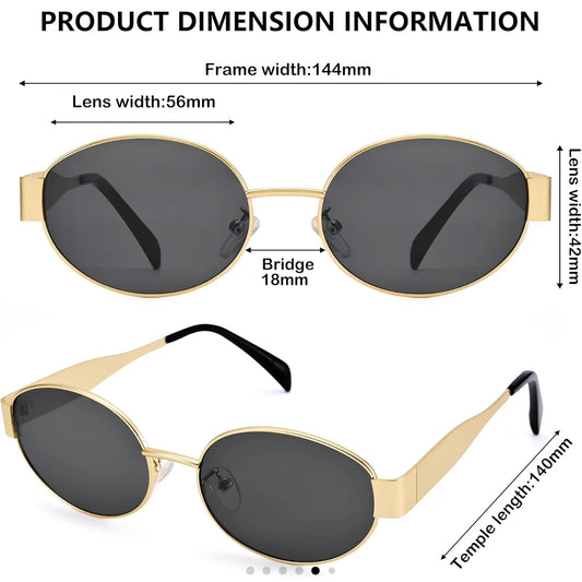 Retro Oval Sunglasses Men Woman Luxury Metal
