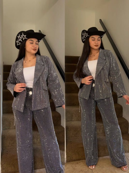 Fancy Long Rhinestone Blazer