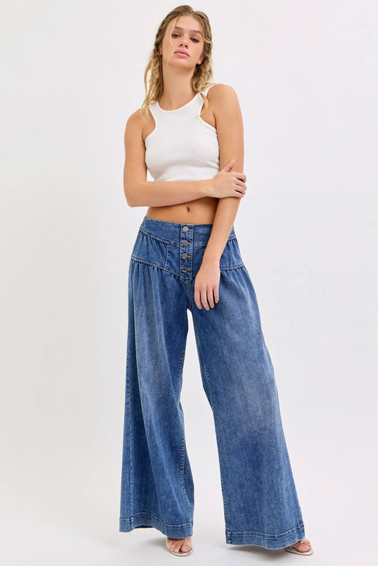 Celina High Rise Wide Leg Pants Good Stretch